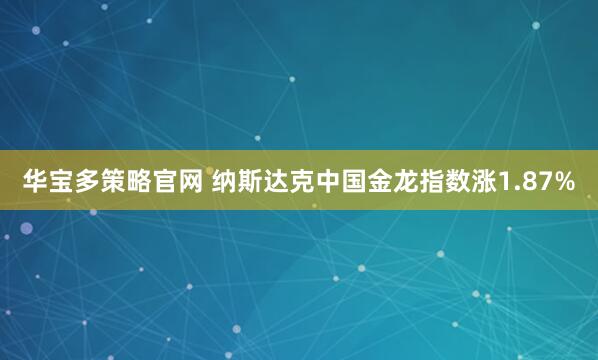 华宝多策略官网 纳斯达克中国金龙指数涨1.87%